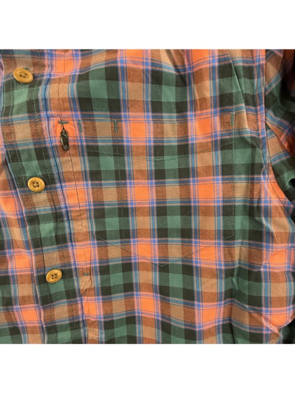 Duluth Trading Shirt Mens Large Green Pink Plaid Button Up Long Sleeve Untucked - Picture 7 of 16